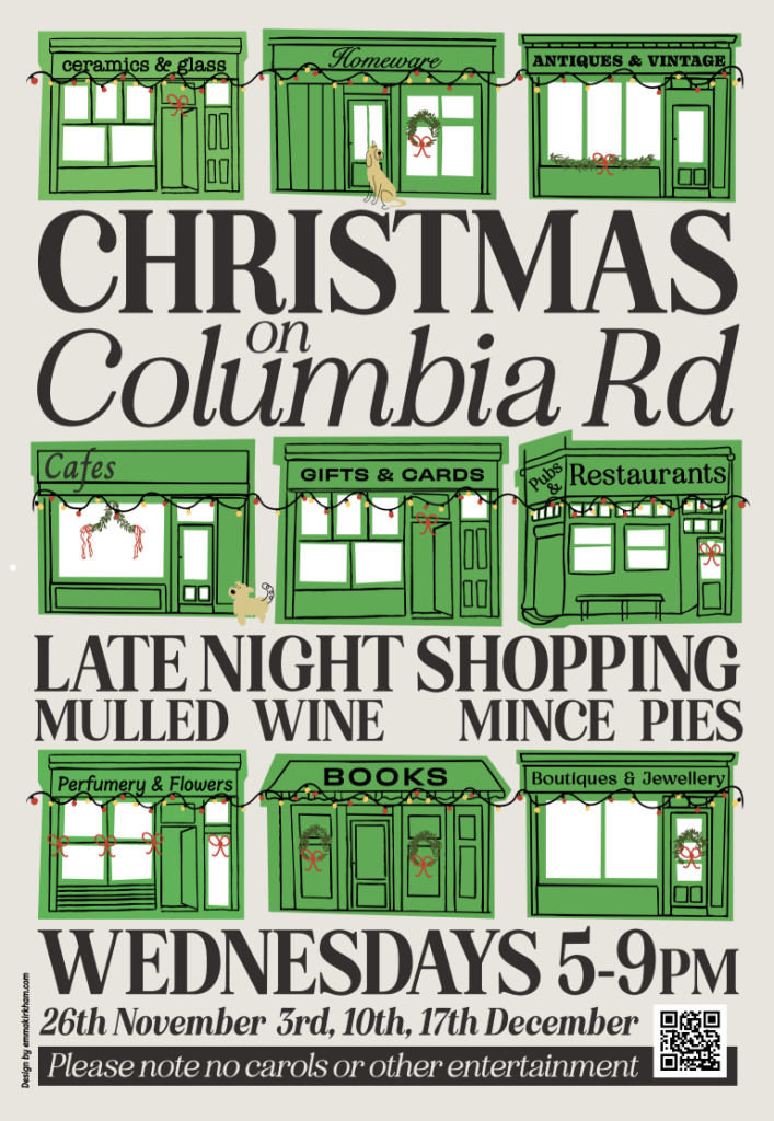 A graphic image of Columbia Road shops